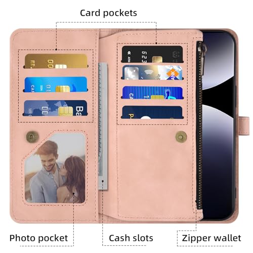 Étui de protection Redmi Note 14 Pro anti rayure rose avec support - 3