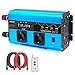 Yinleader Wechselrichter 1600W / 3200W Reiner Sinus-Spannungswandler 12V 230V mit 2 europäischen Steckdosen und 4 USB-Anschlüssen LCD-Display