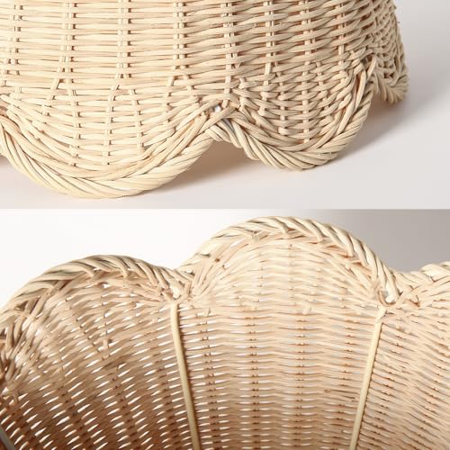 Image of Arc Floor Lamp for Living Room，Rattan Boho Floor Lamp with Hand-Woven Wicker Shade, Foot Switch, Gold /Silvery Metal Base & Pole,Standing Lamp for Bedroom (Gold)