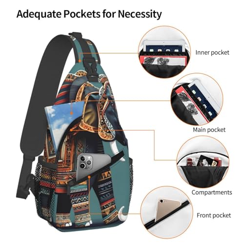 Mochila cruzada deportiva con estampado elefante azteca negra miniatura 4