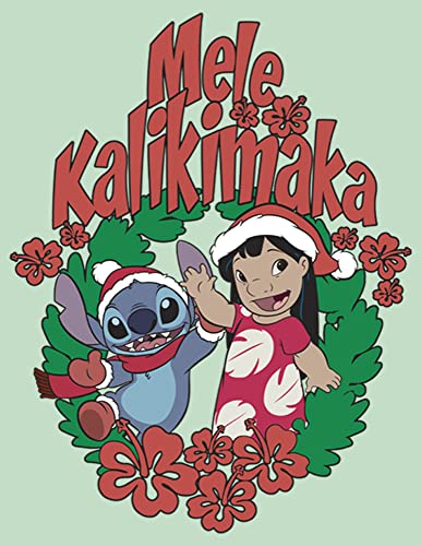 Disney Lilo Mele Kalikimaka Stitch Girl's Heather Crew Tee2