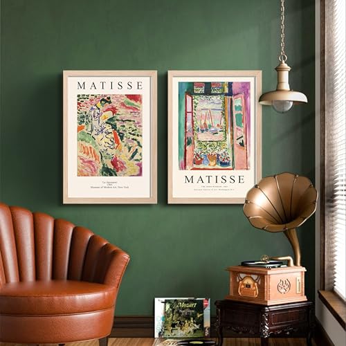 Image of NoWorries Classic Abstract Wall Art Framed Painting Set | Matisse Inspired Modern Art Posters Frame | Premium 300 GSM Paper Print with Synthetic Wooden Frames | Elegant Wall Decor for Living Room, Bedroom, Studio & Office (Set of 2) (NATURAL, ART-2, 13X19INCHES)