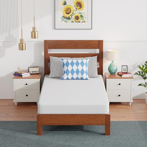 Image of FDW 6 Inch Twin Mattress, Gel Memory Foam, Medium Firm Support, Pressure-Relieving & Cool Sleep, Removable Washable Zipper Cover, Bed-in-a-Box, CertiPUR-US Certified