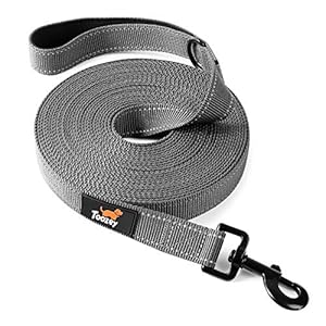 Toozey Sleeplijn voor honden, 5 m / 10 m / 15 m hondenriem trainingslijn met opbergtas en gevoerde handgreep voor grote honden, robuust polypropyleen materiaal, bonus opvouwbare hondenbak