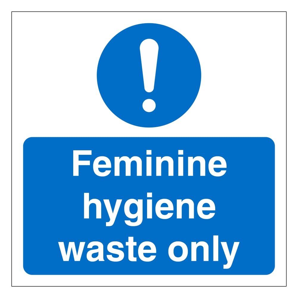 Feminine Hygiene Waste Only Sign, Self Adhesive Vinyl Sticker, 12cm x 12cm (10)