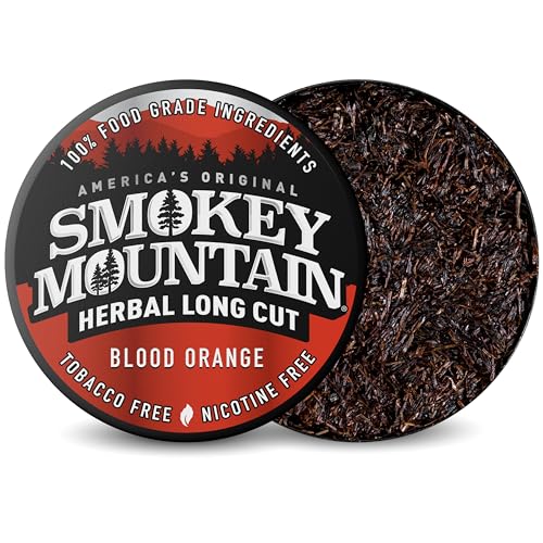 Image of Smokey Mountain Herbal Long Cut - Blood Orange - 10 Can Box - Tobacco Free and Nicotine Free Snuff