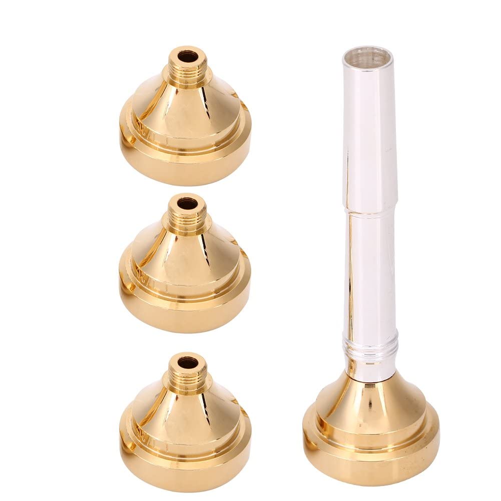 Embouchures Trompette Basse Kit Complet Laiton Plaqué Or Tige Plaquée Argent 4 Tailles 1 1/2C 3C 5C 7C