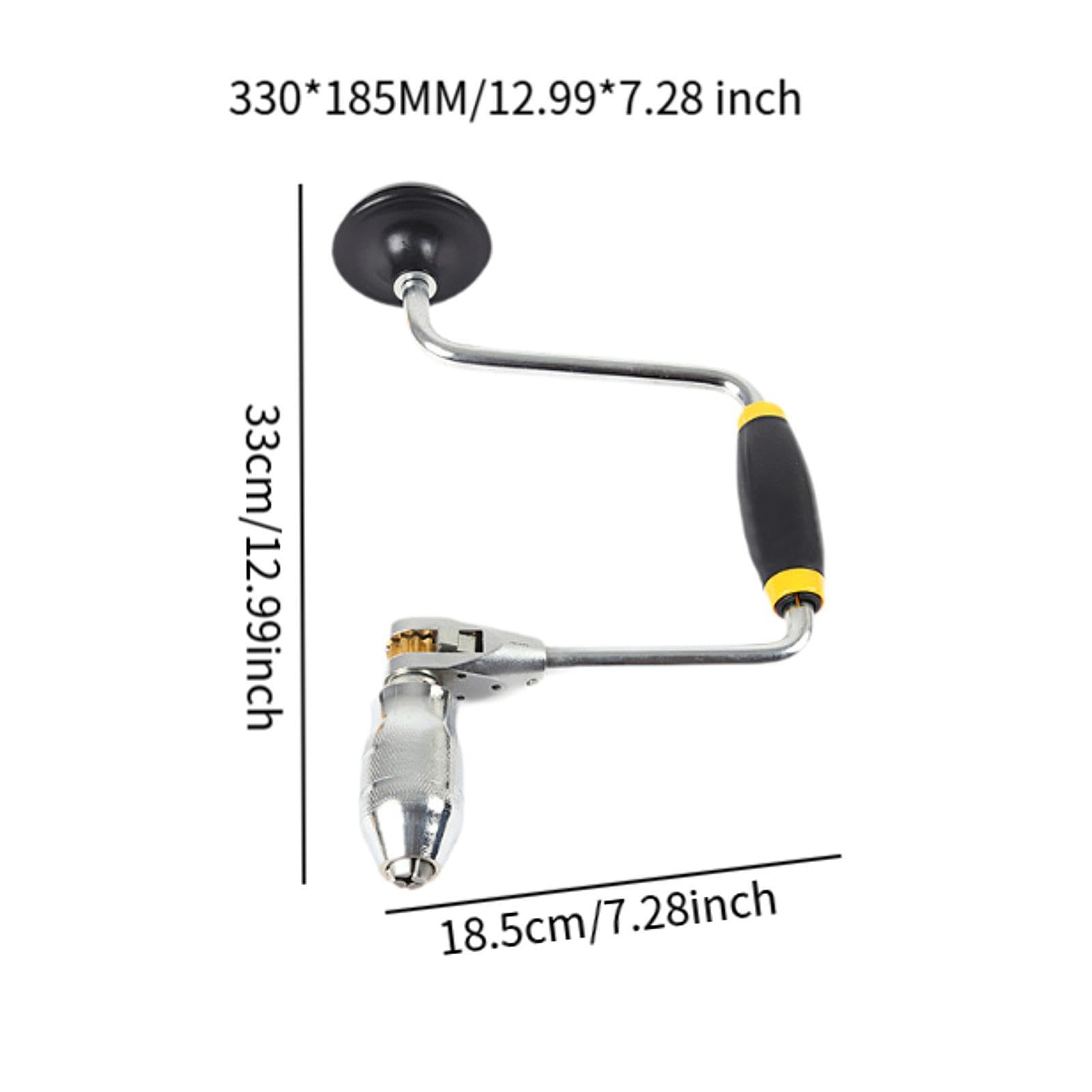 perfk Broca de carpintero, taladro de manivela, herramienta manual para carpintería, portabrocas portátil de 4 mordazas, pinza de broca oscilante para, 33 x 18.5 cm