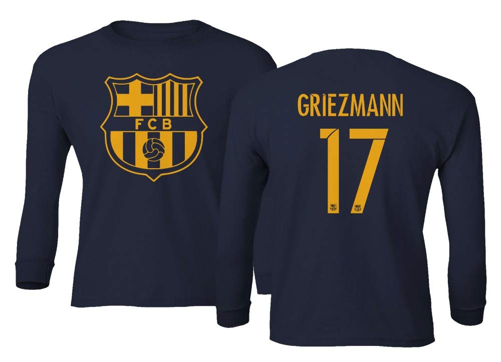 Soccer 17 Antonio Griezmann Barca Jersey Youth Long Sleeve Tshirt