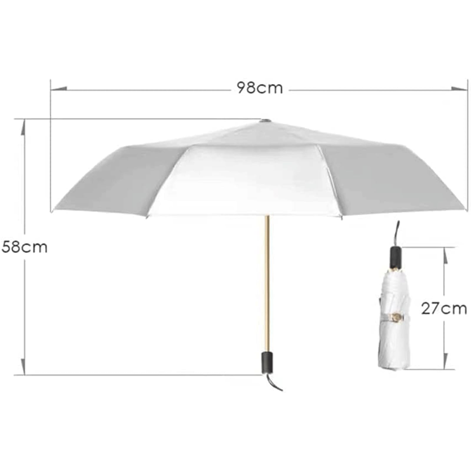 Paraguas compacto de viaje UPF 50+ para lluvia y sol, paraguas pequeño a prueba de viento con protección UV, paraguas plegable de tela de doble capa