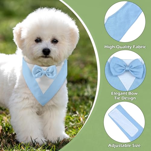 Hundesmoking, Hundehochzeit Bandana Kragen mit Fliege Kleine Hunde Hundesmoking Hundekostüme für kleine Hunde Hundeanzug Kostüm für Hunde Verlobung, Hochzeit, und Geburtstag (Hals:20-30cm/Blau)