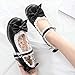 LUXMAX Women Kawaii Mid Block Heel Mary Jane Rockabilly Pumps with Bow Platform Chunky Heel Cute Sweet Shoes, Size 7 M US,Black