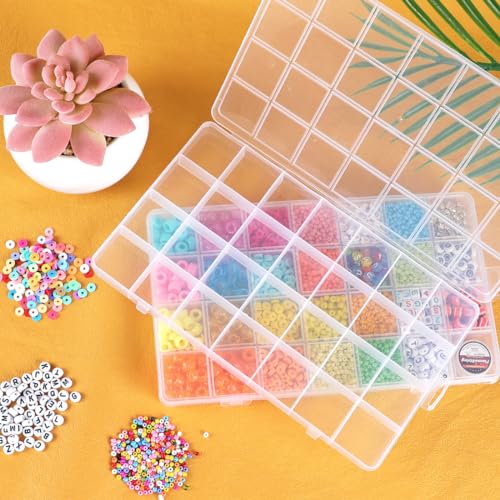 Image of Eppingwin 28 Grids Bead Organizer, Craft Organizers and Storage, Acrylic Organizers, Plastic Bead Organizer Box for Crafts Organizing Storing