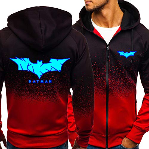 Hommes Sweat-shirt Batman Imprimer Zipper Jacket Décontracté Pull Sportswear Unisexe Manches Longues à Capuchon à Capuche - Cadeau De L'adolescence Red-Large