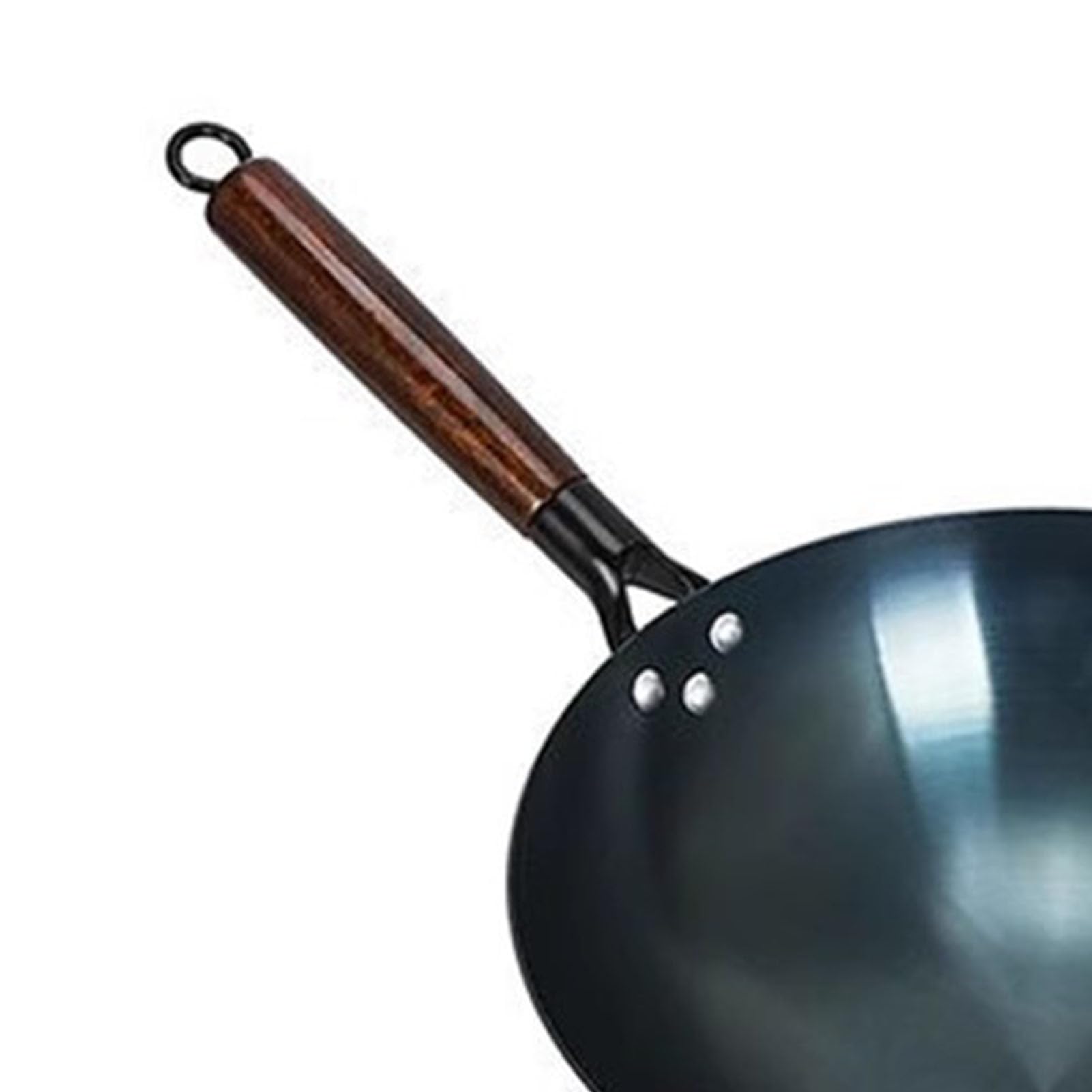 SIXRUN Padella Wok in Ferro, Wok Antiaderente con Manico Singolo con Fondo Tondo Cinese Tradizionale in Ferro Raffinato per Ampia Applicazione per Ristoranti Domestici (38 cm)