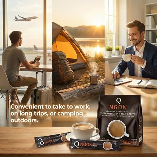 Image of Cafe sua da vietnamese coffee, Vietnamese instant coffee, Strong but Smooth, Perfect Hot or Iced, Travel & Camping Ready Stay Focused & Energized Anywhere, 24 Sticks (20g Each), Made in Vietnam.