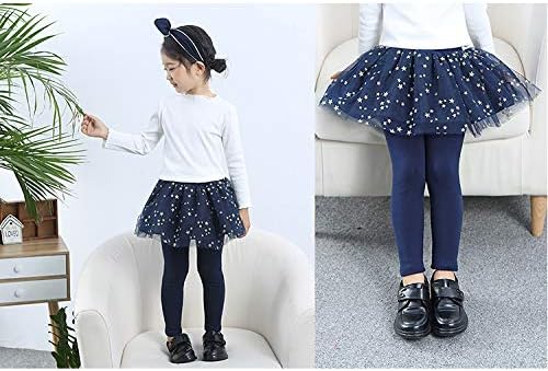 Little Girls Footless Leggings with Tutu Ruffle Twinkle Star Skirt Stretchy Cotton Pantskirt - Image 3