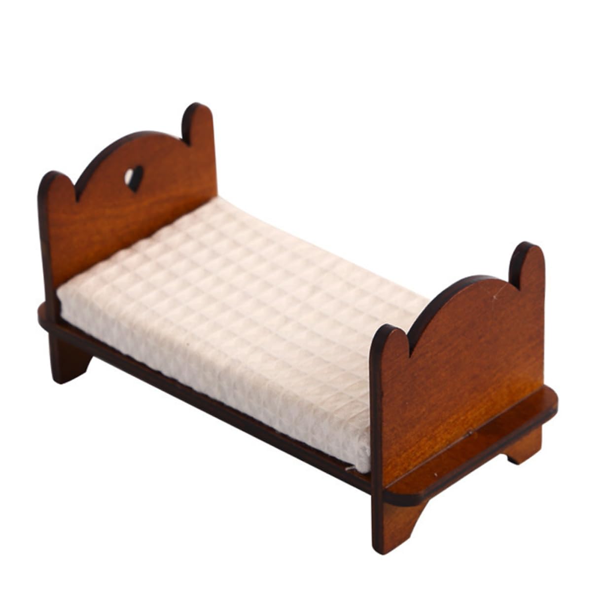 Toyvian Dollhouse Bed 1/12 Scale - Miniature Bed Wooden Dollhouse Bedroom Furniture for Doll House Decorations Accessories