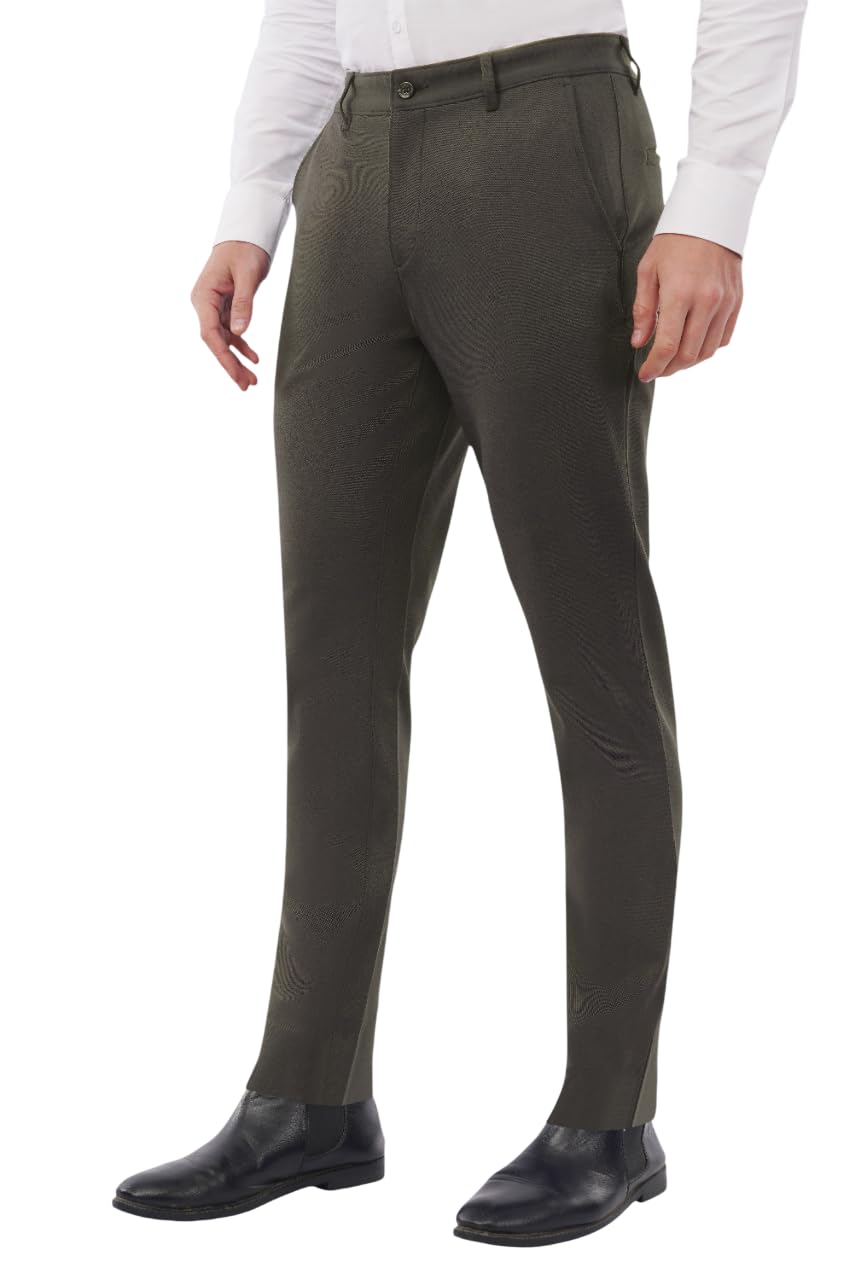saintx Men's Formal Slim Fit Trouser | Twill Weave Premium 4-Way Stretchable High GSM Fabric Pants | Textured Classic & Modern Styled Chinos | Business Casual Office/Anytime Wear-picture-34