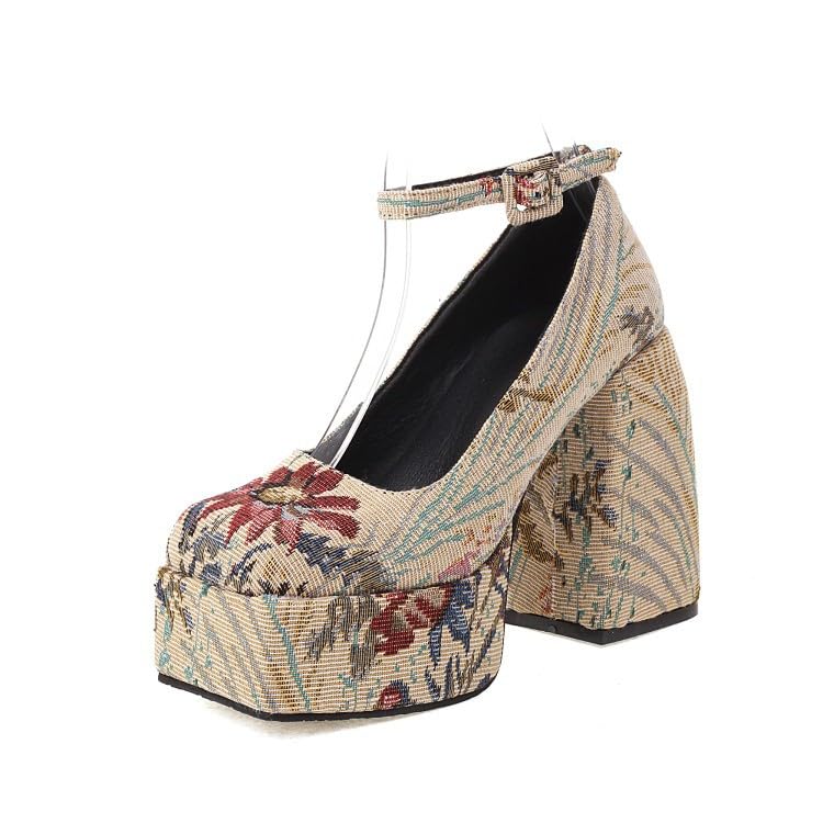 Platform Heels For Women Strappy Block Chunky High Heels Open Toe Ankle Strap Sandals Fashion Lace Up Wedding Party Evening Prom Dance Dress Shoes