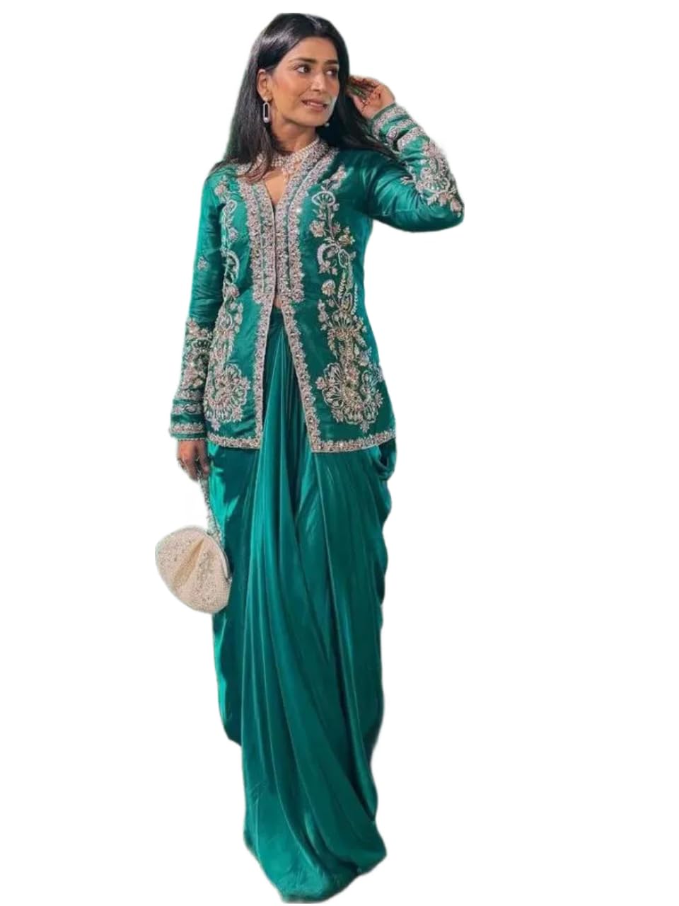 Trending Dhoti Lehenga Set With Embroidered Koti And Crepe Satin Blouse For Women-image-37