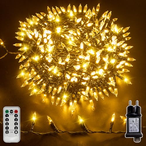 Soagrc Lichterkette Außen 25m 500 LED Warmweiß, IP44 Wasserdicht mit...