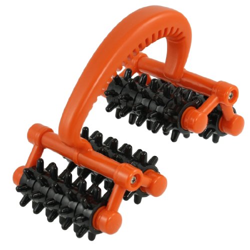 Handheld 20 Black Wheels Orange Grip Roller Massager