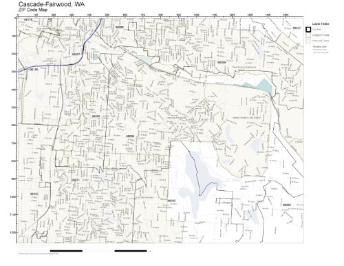 ZIP Code Wall Map of Cascade-Fairwood, WA ZIP Code Map Not Laminated