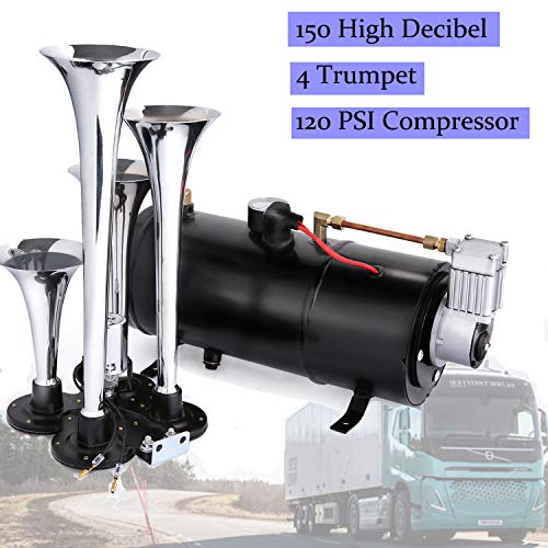Schafter 150DB Air Horn Car Truck Train Chrome 4 Trumpet Train Air Horn
