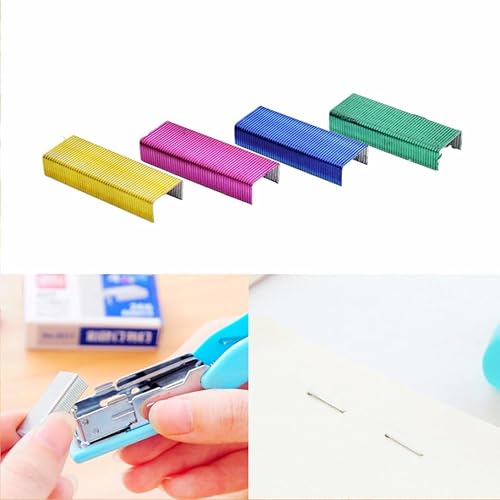 Miniatura 3 de Juego de 800 piezas de grapas de colores para manualidades, grapas estándar de libros para suministros de oficina y estudio, 240.236 in