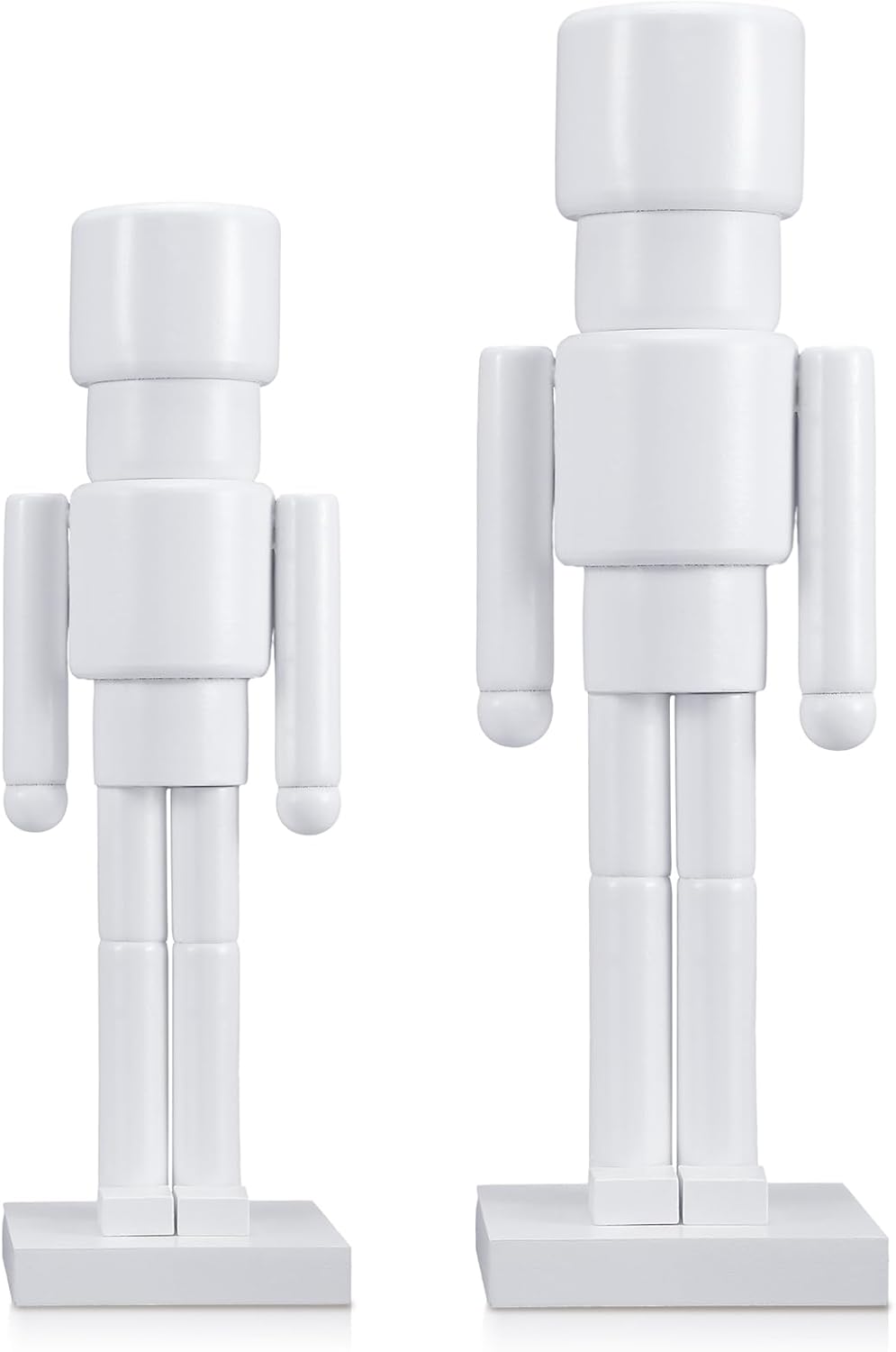 Beeveer 2 Pcs Christmas Wooden Nutcracker 12" 14" Traditional Christmas Decorations Wood White Nutcracker Figure Statue for Xmas Festive Holiday Tabletop Home Decor