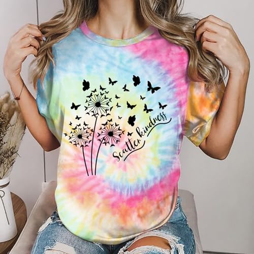 hohololo Dandelion Shirt Women Inspirational Graphic Tee Spread Kindness Tshirt Women's Funny Cute Flower Tops2