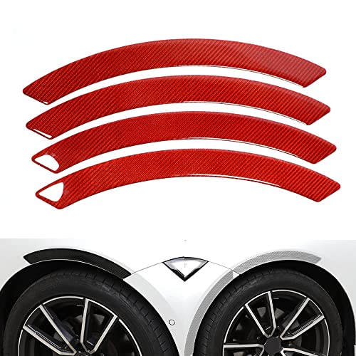 Image of Fender Anti-Scratch Protector Trim,Carbon Fiber Emblem Protector Fender Molding Side Stickers Decals Badge Sports Decoration Lossless Installtion Accessories 4 Packs Red