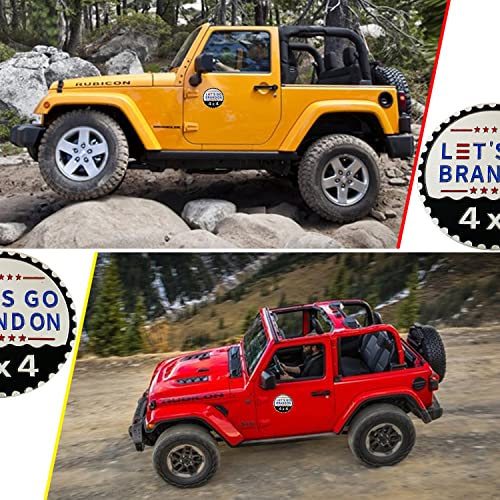 Image of Let's Go Brandon Badge Rated Car Emblem, 4 x 4 Metal Automotive Badge 3D Metal Car Badges Emblems Round Emblem Decals Car Badge Decals Stickers Compatible with Jeep Wrangler Vehicles Trucks SUV