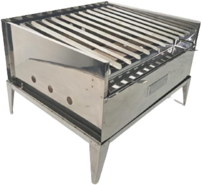 Churrasqueira Portatil Parrilla Em Inox Refratária E Coletor
