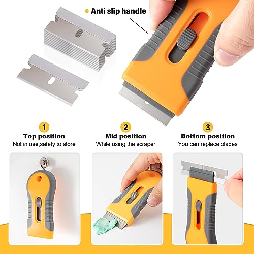 Image of Gomake Razor Blade Scraper Tool Wall Paint Window Glass Scraper with Extra Razor Blades for Sticker,Glue,Paint,Adhesives Removal,Glass Top Stove Cleaning