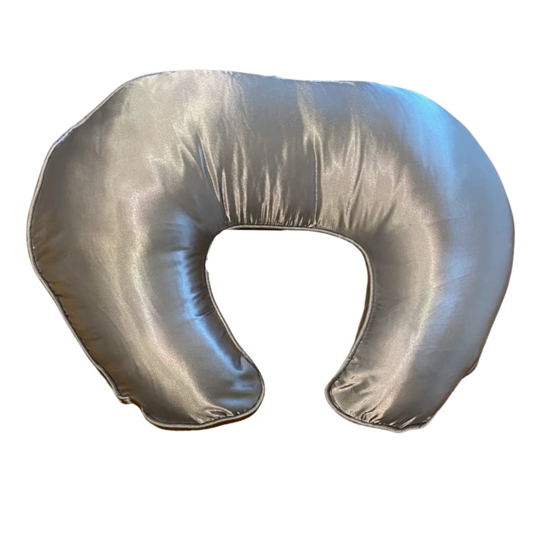 Housse de coussin d'allaitement Mane en satin gris pour vos tées