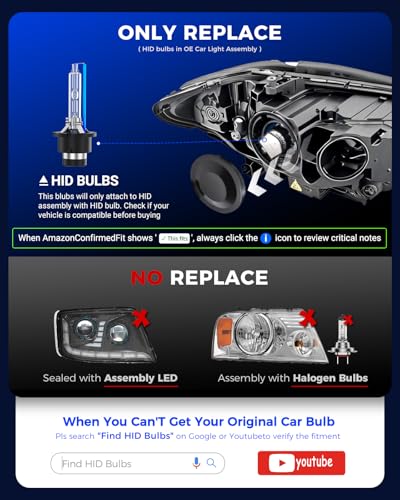 Image of Marsauto D4S HID Bulbs, 66440 42402 42402WX (42402C1) for HID Assembly, 6000K Cold White 35W Bulb, Plug and Play, Pack of 2