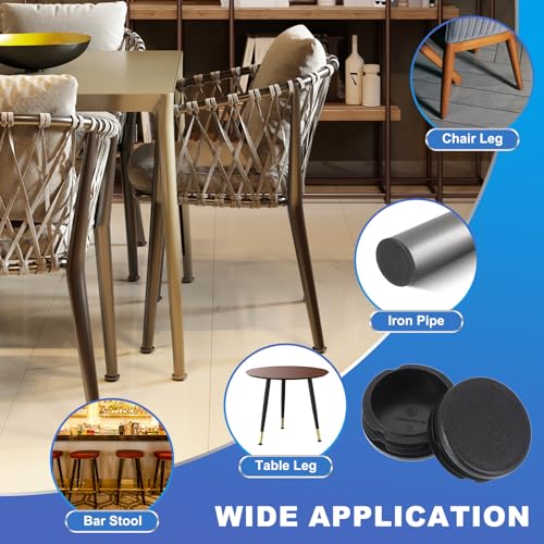 Image of PATIKIL 2 Inch Plastic Tubing End Caps, 4 Pcs Round Hole Plug Insert for Round Iron Pipe Chair Leg Table Bookshelves Patio Furniture, Black