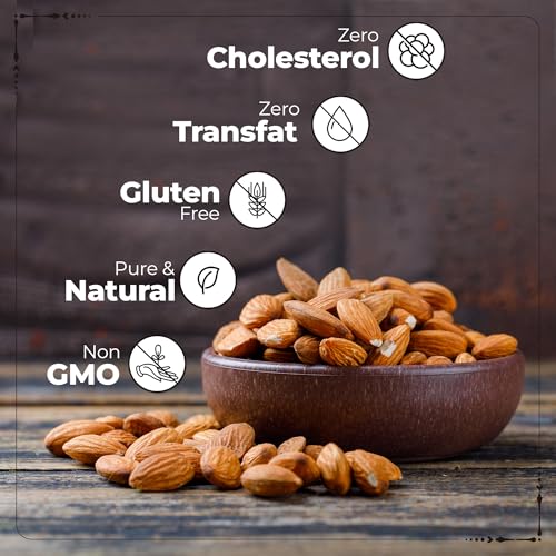 Image of Happilo Premium Natural Californian Almonds 1 Kg (Pack of 2) | Badam Giri, Healthy Snacks, Dry Fruits | Crunchy Nuts | High in Fiber | Rich in Protein | Magnesium | Phosphorus | Zero Cholesterol