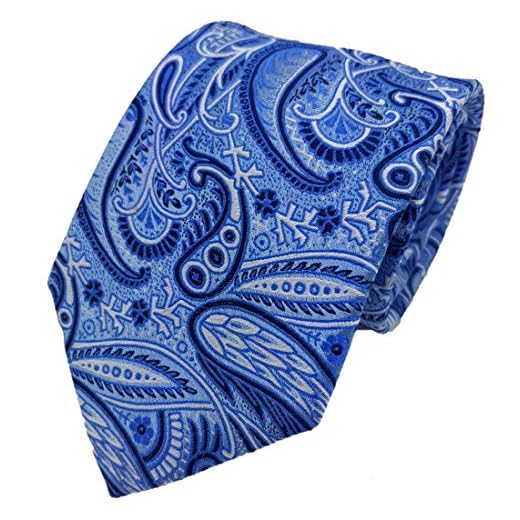 Silk Ties corbata de seda paisley y flores 8 cm, Krawatte Seide 8 cm Paisley & Floral:Azul Claro 3