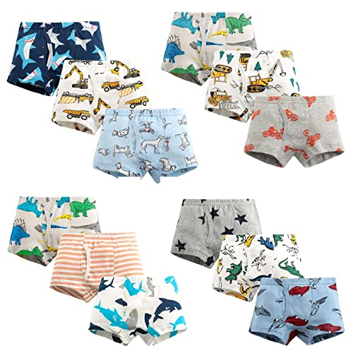 Boys Kids Toddler Organic Cotton Underwear Cartoon Dinosaur Pattern Bo𝐱er Briefs Pack of 3 Underwear for Boy