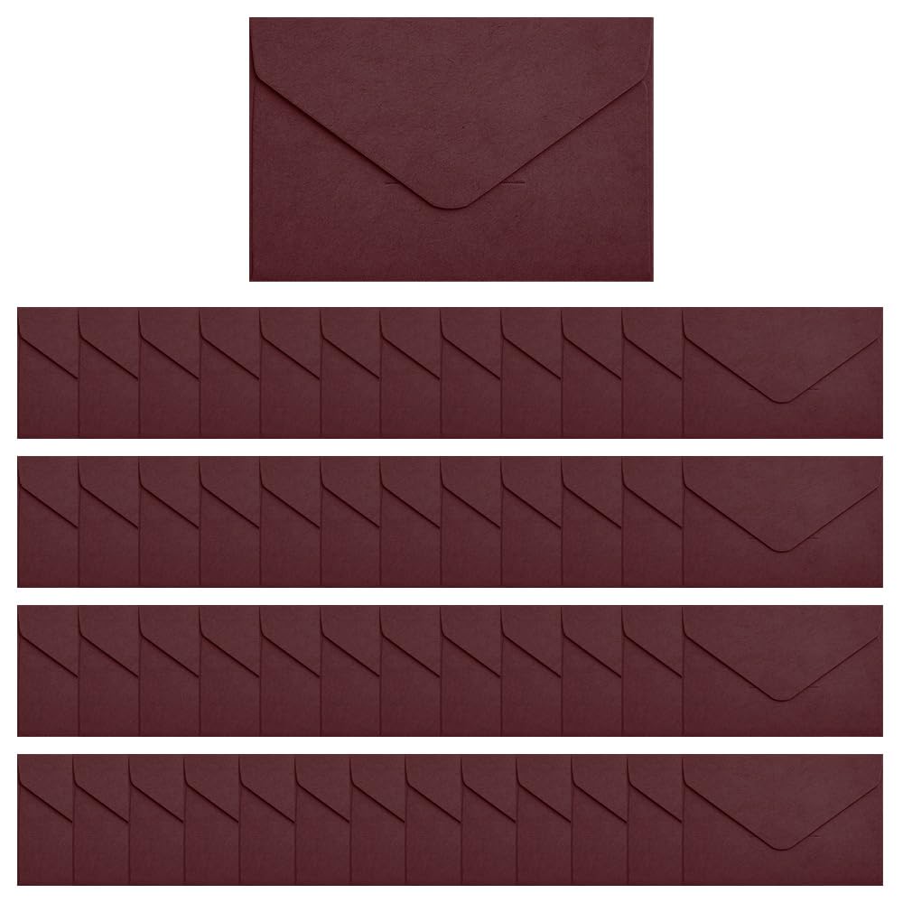 ZSUIQIN 50PCS Tiny Envelope, Mini Envelopes, Small Envelopes, Mini Vintage Envelope, Date Red, 10.5 x 6.8cm for Gift Cards Birthday, Wedding, Festival, Party Supplies(Card and Glue not Included)