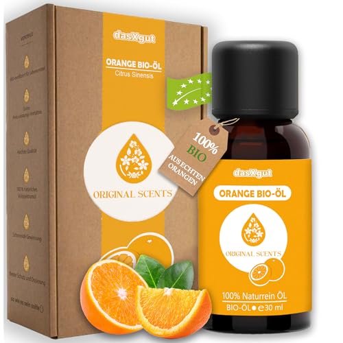 DasXgut BIO Orangenöl 30 ml ätherisch [100% NATURREIN] Kaltgepresst aus echten Orangen - zum Verzehr - Duftöl - Orange Oil E5004115 BG-BIO-02