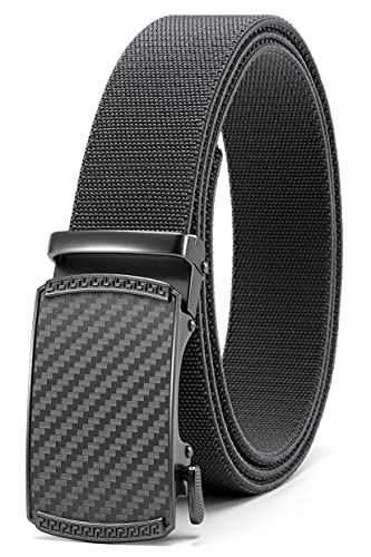 Image of Chaoren Leather Ratchet Belt 2 Pack Dress with Click Sliding Buckle 1 3 /8 inch in Gift Set Box - Adjustable Trim to Fit