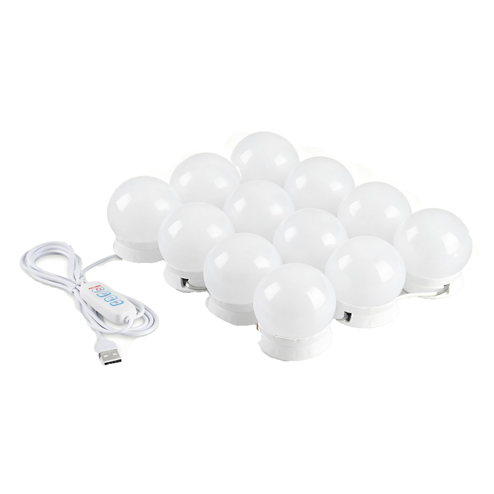 HBBursts Mirror Lights Stick On 12 Bulbs,LED Makeup for Dressing Table, USB Cable Adjustable Cold&Warm Lighting, Vanity Make Up Light for Bathroom Bedroom(12-Light)