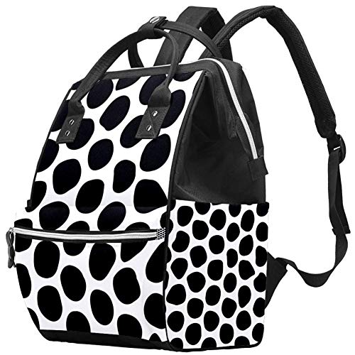 Mochila multifunción grande para pañales de bebé, mochila de viaje para mamá y papá, patrón de círculos irregulares en blanco y negro