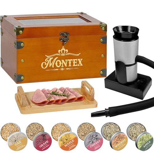 Cocktail Smoker Kit, Whiskey Smoker Kit with Smoking Gun, Whiskey Gift for Men, Bourbon Gifts for Men, Included Cocktail Smoker Box, Food Tray and 6 Wood Chips, Bourbon Smoker Kit