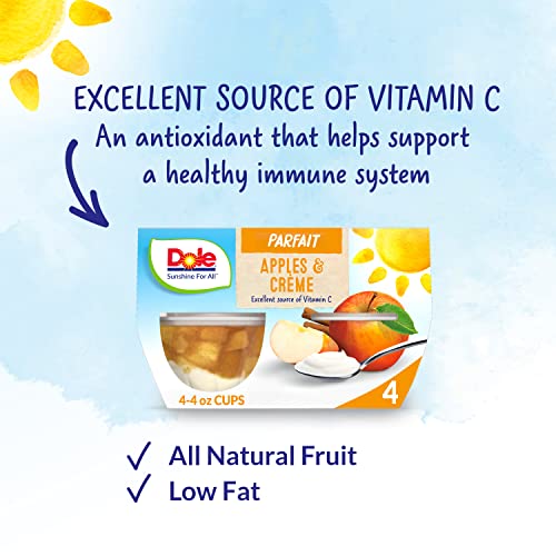 Dole Fruit Bowls, Apples & Crème Parfait, 4.3Oz, 4 Cups #TOP3