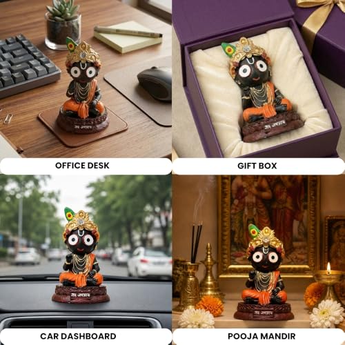 Image of VAMA Siddh Lord Jagannath Idol 4.5 Inch - Premium Resin Jagannath Murti for Home Temple, Car Dashboard & Office Desk | Hand Painted Shree Jagannath Idol for Gifting & Home Decor